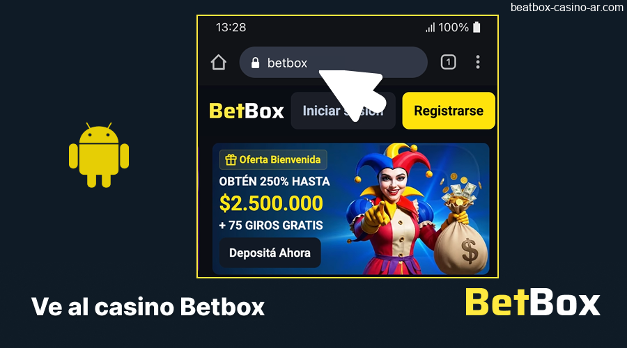 Acceso a BeatBox Casino desde el navegador Chrome