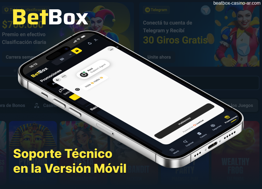 Soporte técnico móvil oficial de BeatBox Casino