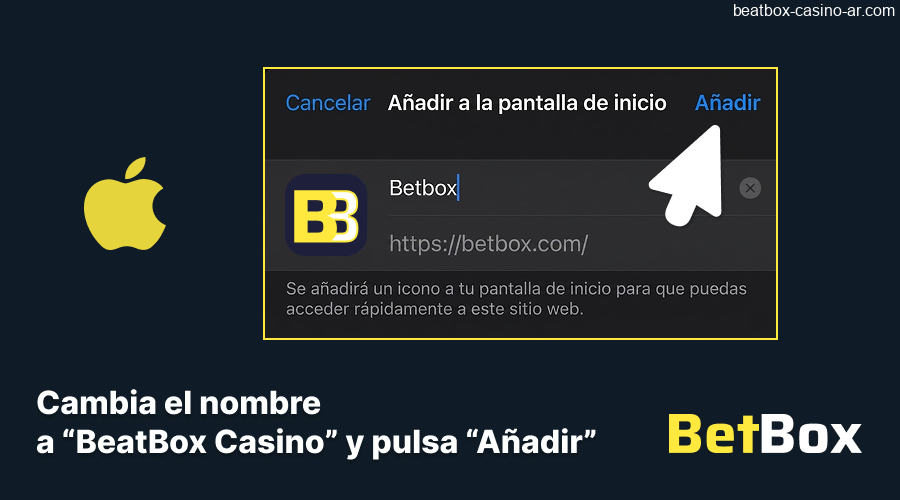 Guardar acceso directo de BeatBox Casino en pantalla