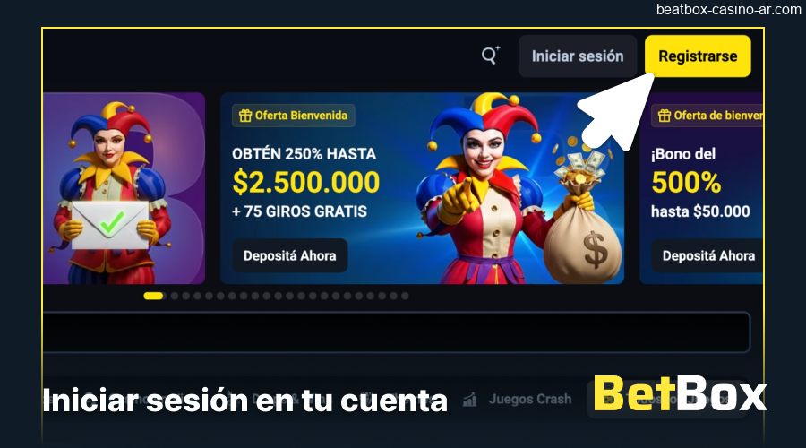 Inicio de sesión en cuenta de BeatBox Casino