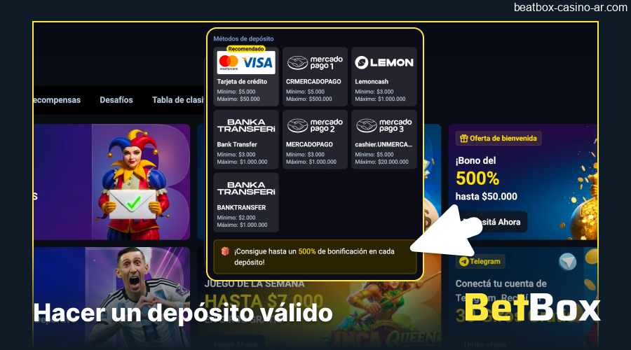 Acreditación automática de saldo en BeatBox Casino