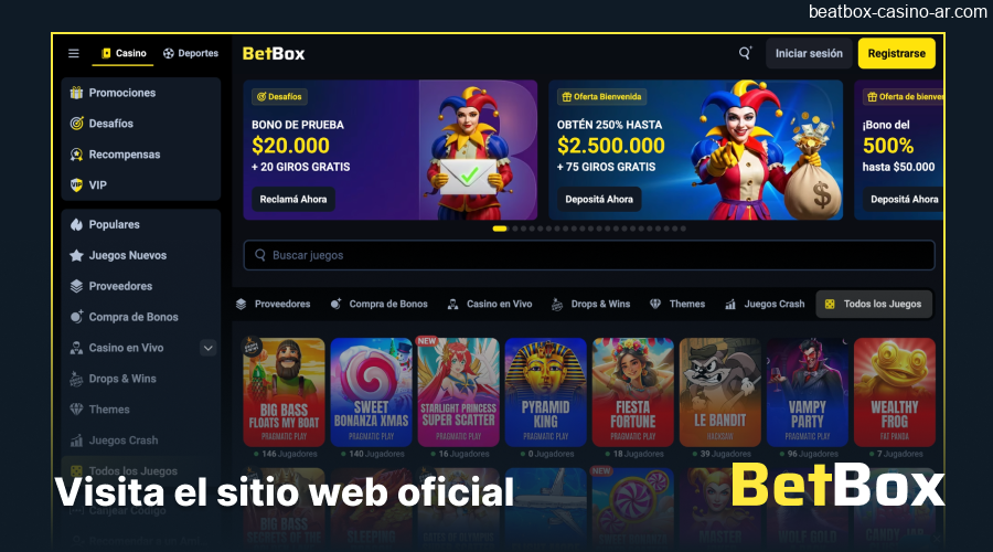 Navegación hacia el sitio oficial de BeatBox Casino