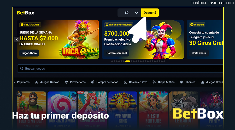 Cuenta activa y primer depósito en BeatBox Casino